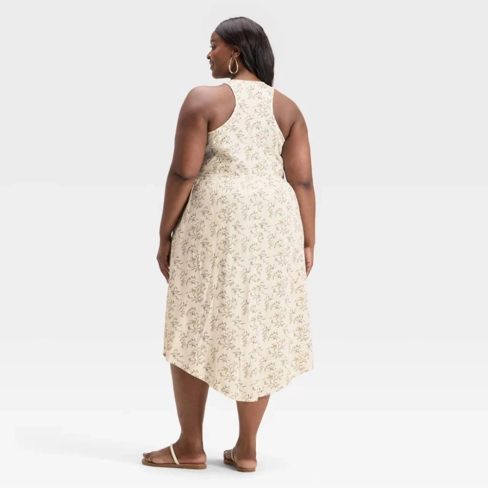 NWT White Floral Drop Waist A-line Midi Dress Size 3X - Picture 2 of 4